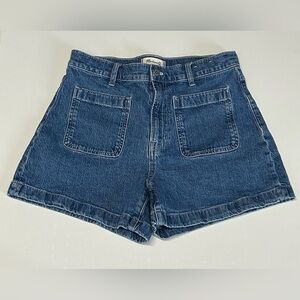 EUC Madewell The Denim Emmett High Rise Sailor Shorts Patch Pocket Style N0706